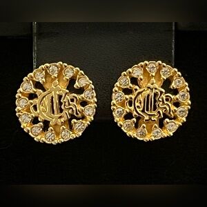 Stunning Christian Dior Interlocking CD Logo Clip-On Earrings